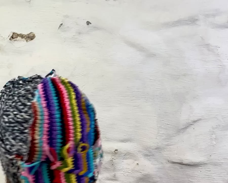 patchwork knit beanie